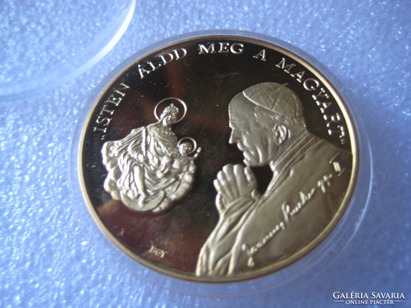 II. János Pál's visit to Hungary, Szombathely 1991 gold-plated medal 44 x 3 mm