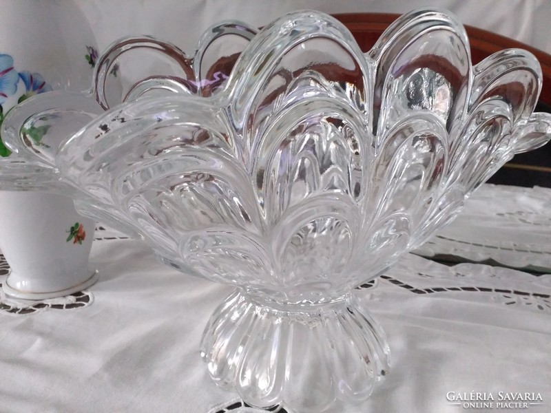 Crystal glass art deco fruit bowl