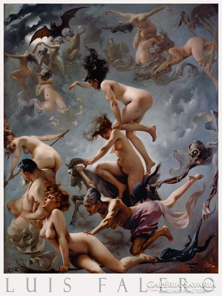 Luis Falero Witches Saturday 1878 painting art poster, female nudes walpurgis night mythology