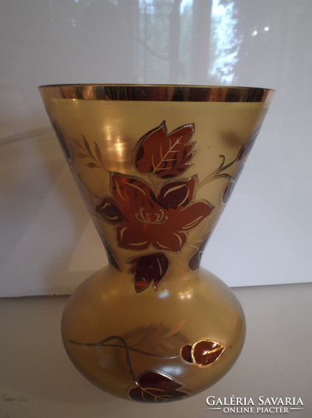 Vase - 2.5 liters - hand painted - gold plated - glass - 26 x 7 cm - German - flawless