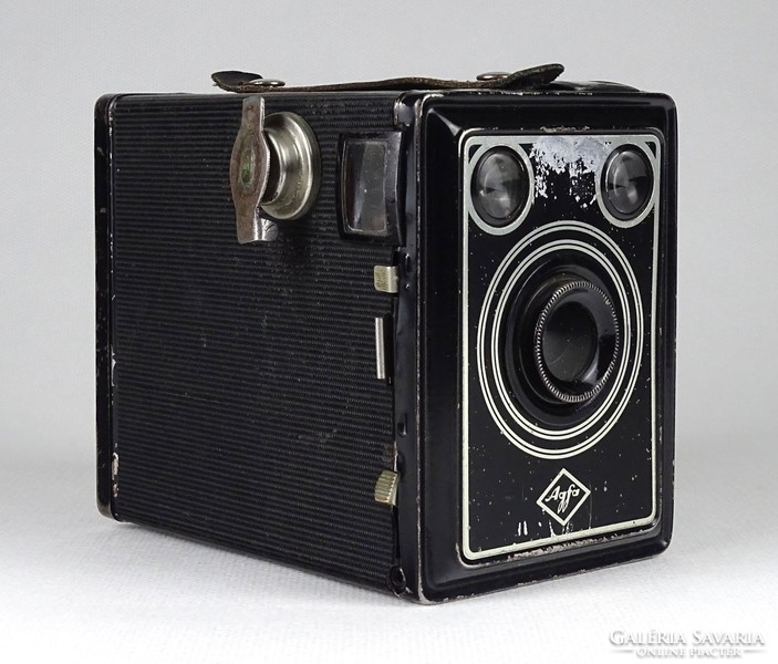 1I674 Régi Agfa Box 50 fényképezőgép bőr tokjában 1950