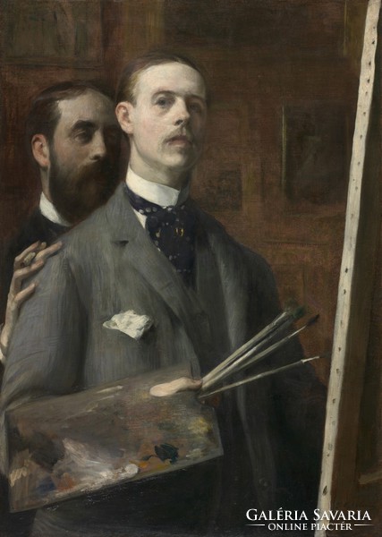 Émile blanche - self-portrait with raphael de ocho - reprinted canvas reprint