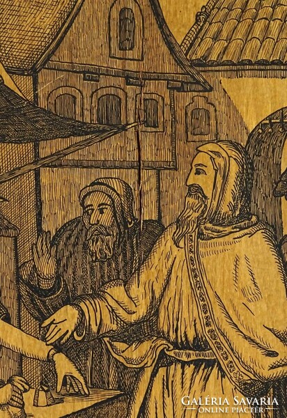 1I686 XX. század első fele : Várjelenet a középkorban tollrajz
