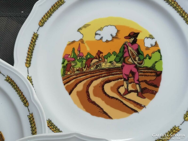 Large flat plates with wheat ears-scene