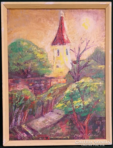 Fk/202 - tan g. Lenke's painting entitled Alsóőrs church in summer