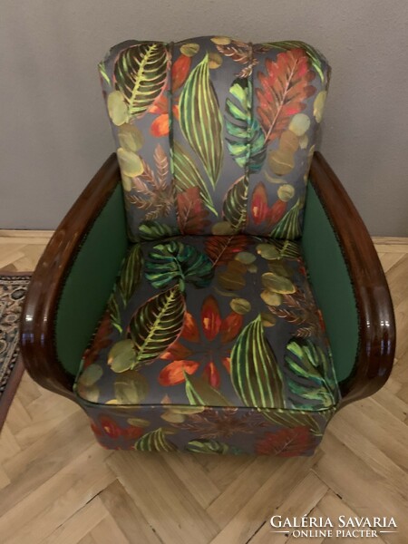 Felújított, restaurált art deco fotelek dzsungel mintás
