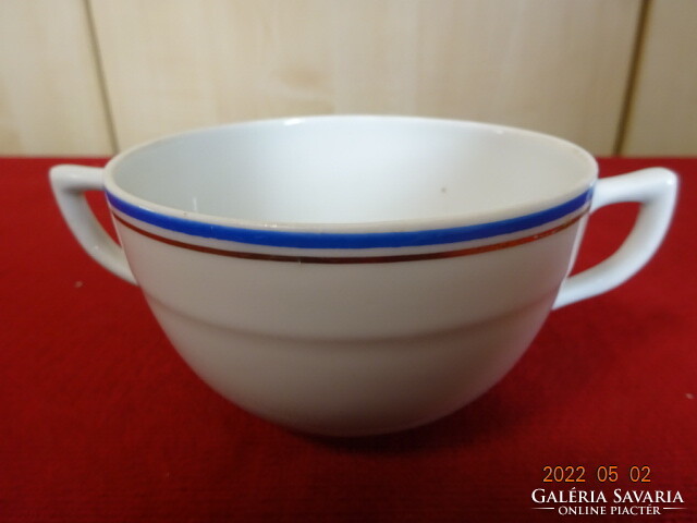 Zsolnay porcelain, soup cup with two handles, marked r. He has! Jókai.