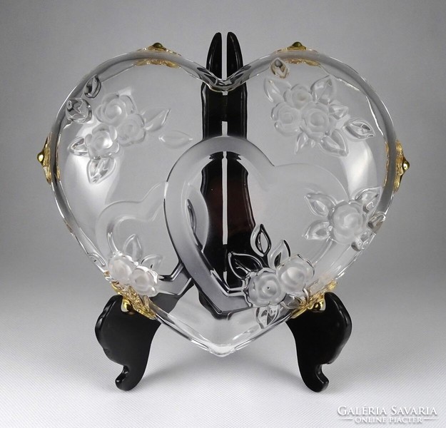 1I639 Szív alakú Waltherglas üveg asztalközép kínáló tál