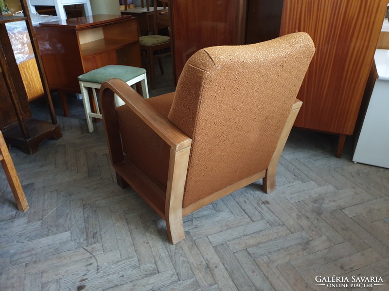Régi art deco nagy méretű fakarfás vintage fotel
