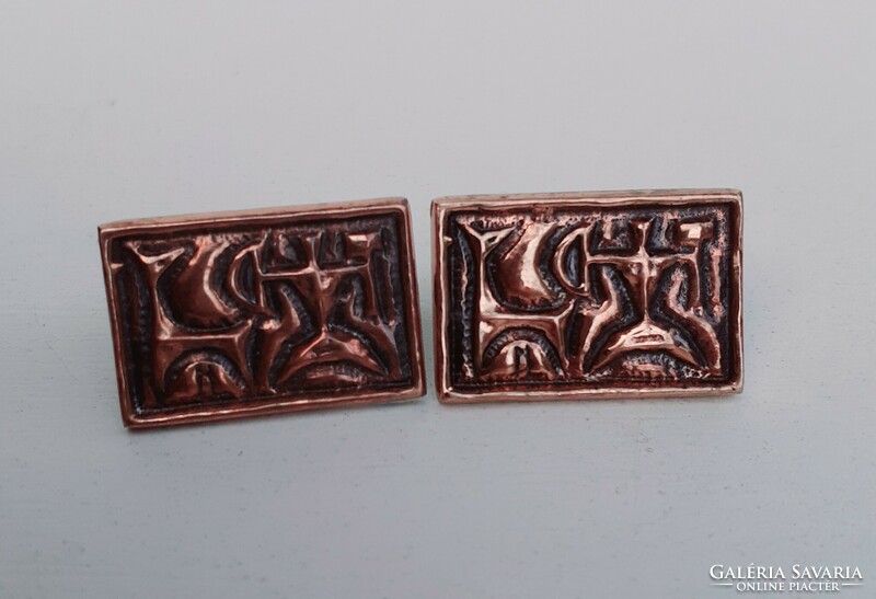Marked applied art bronze cufflinks in one