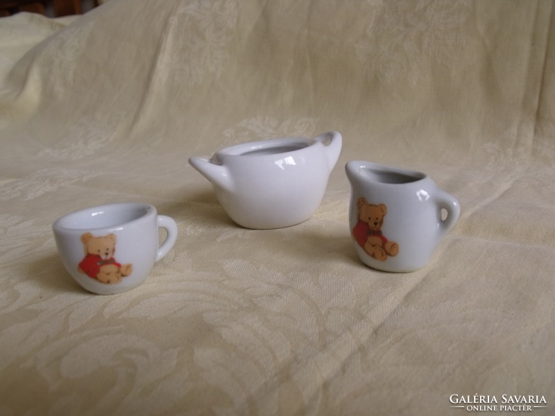 Old miniature teddy bear porcelain cup pouring bowl set of 3
