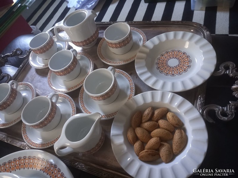 Kádár socialist design: Great Plain porcelain coffee and snack set, for 6 people, with many accessories