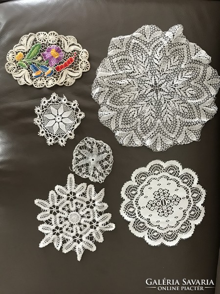 Six handmade lace tablecloths