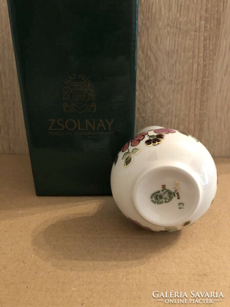 Zsolnay vase with butterfly pattern in its original box