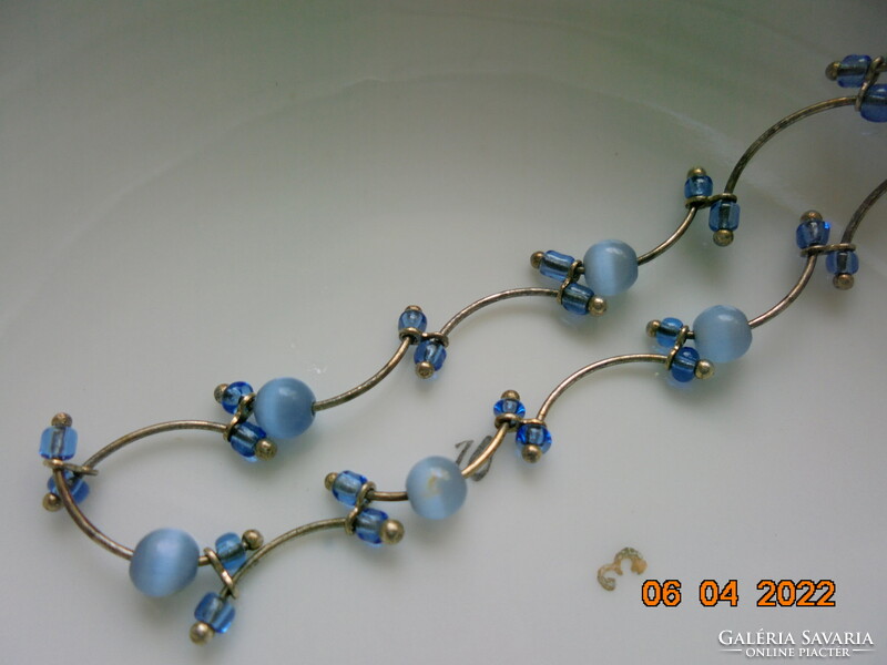 Very fine goldsmithing silver plated bracelet with blue beads