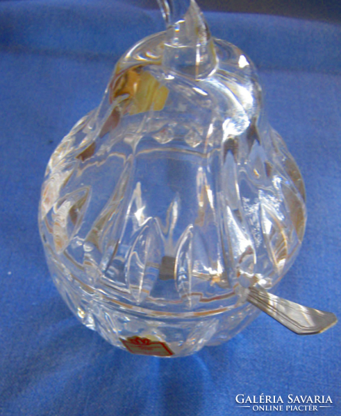 Crystal pear sugar bowl