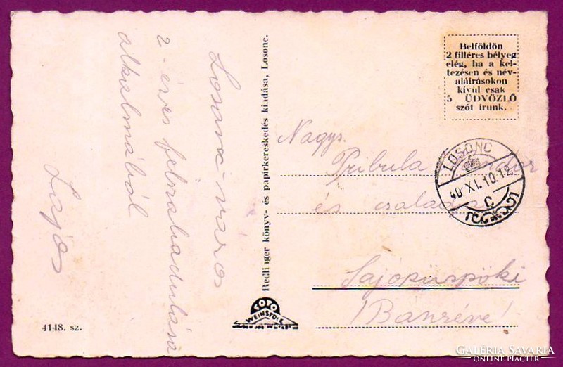 044 --- Futott képeslap   Losonc 1940 (Weinstock fotó)