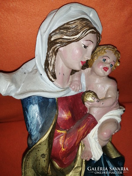 Nagyméretű, viasz, Szűz Mária kezében a kisdeddel Jézussal.