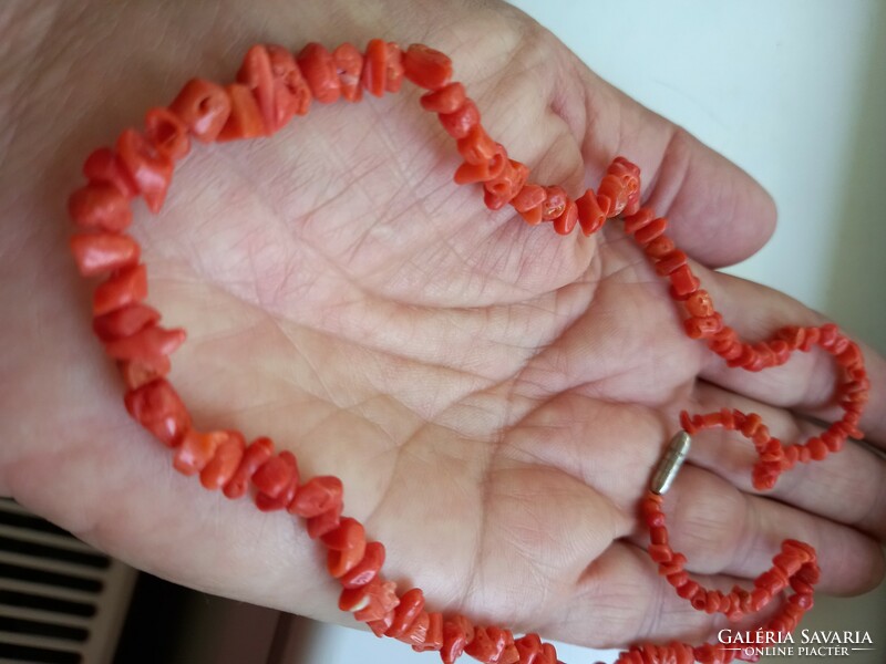 Antique natural real salmon coral necklace