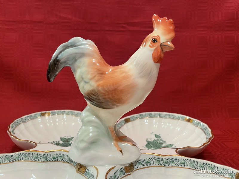 Herend's wonderful serving bowl with rooster tongs