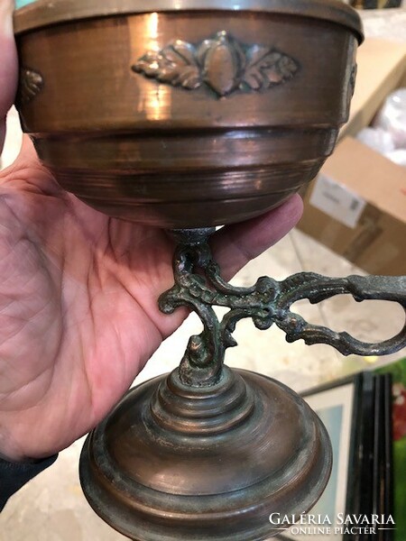 Art Nouveau bronze, copper oil rack, 26 cm high rarity.
