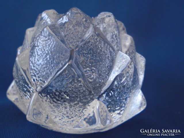 Scandinavian thick-walled crystal glass candle holder - midcentury vintage Scandinavian design object