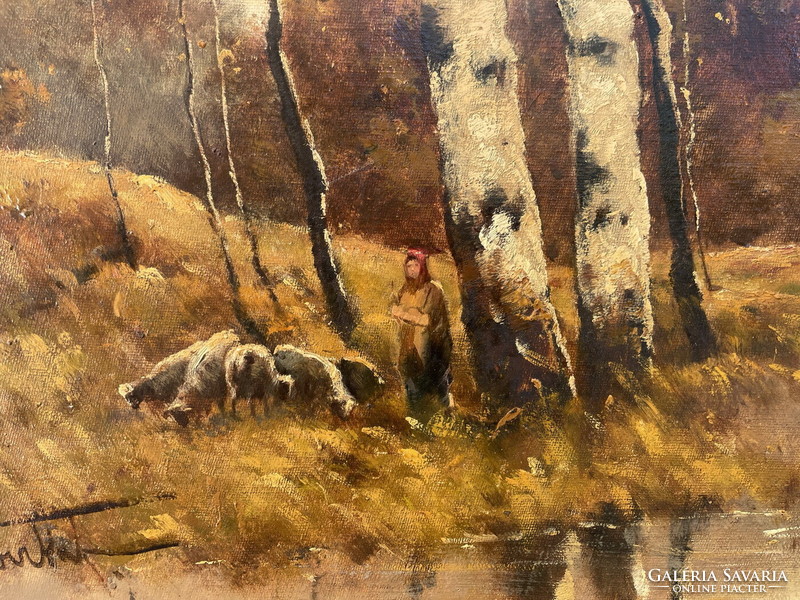 Ferenc Alberth: swampy landscape with lambs 83x103cm !!!