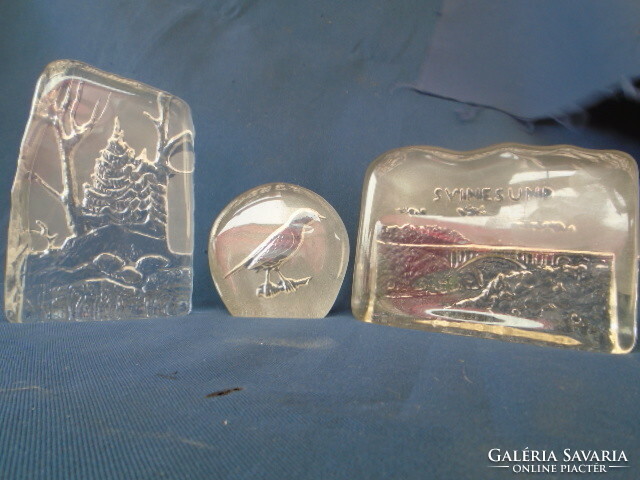 3 db Kosta sav maratott művészi alkotás igazán kuriózum jelzett kosta kristály üveg
