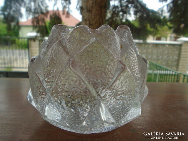 Scandinavian thick-walled crystal glass candle holder - midcentury vintage Scandinavian design object