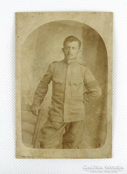 1J030 antique photography soldier photo military officer business card customs budapest