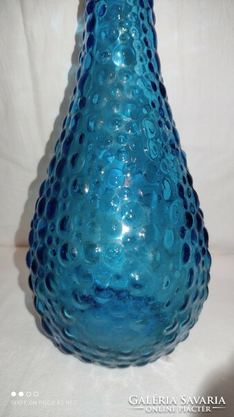 EMPOLI Bütykös kék likőrös üveg váza olasz jelzett Italy