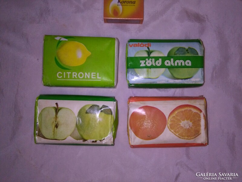 Retro gyümölcs szappan - négy darab együtt - bontatlan - három darab KHV - zöld alma, citrom,narancs
