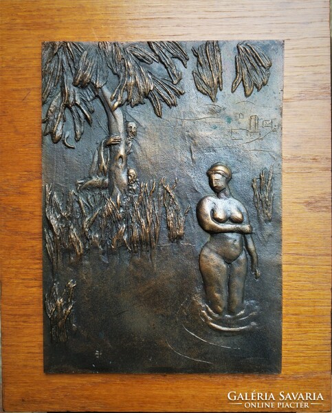 Bronze plaque of John Kocsornyik: Susanna and the elders