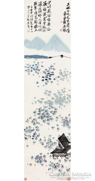 Csi Paj-si (Qi Baishi) 12 tájkép, kínai festmény falikép reprint nyomata, 12 képes sorozat