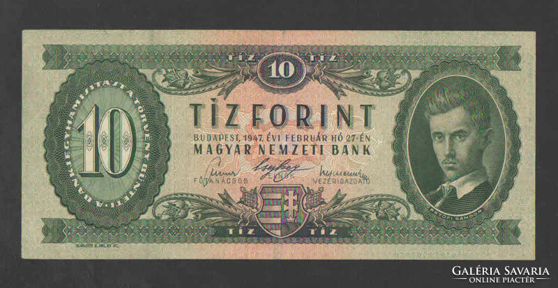 10 forint 1947. VF+!! NAGYON SZÉP!! RITKA!!