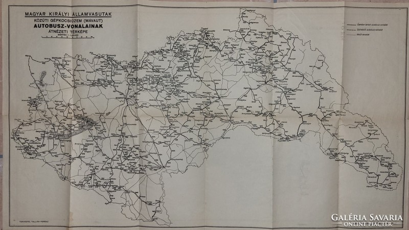 Map of the bus lines of the Hungarian Royal State Railways