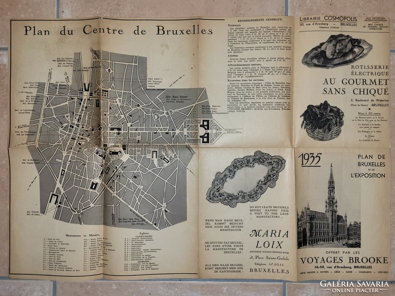 Map and exhibitions of Brussels, recommendations 1935.