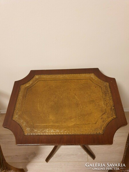 Antique leather folding table
