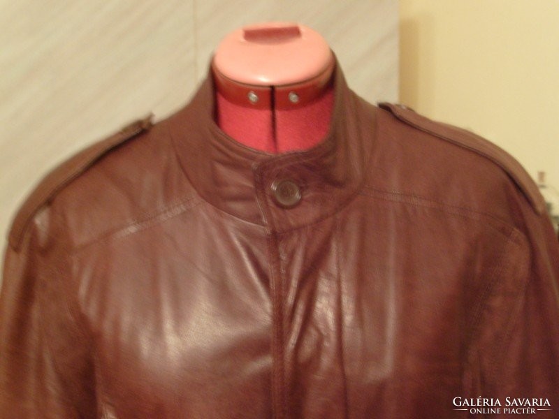 Up to M1-12 vintage extra luxury classic leather jacket 38-40 burgundy brown long