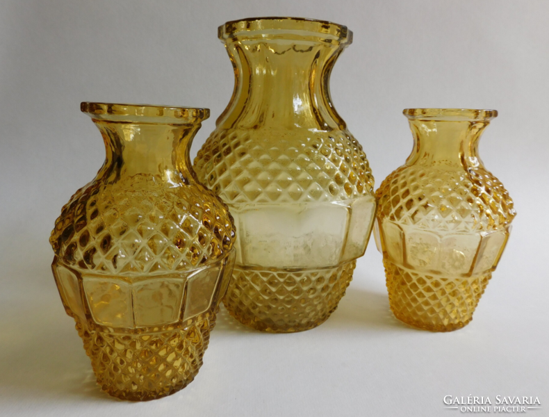 Oberglas Austria retro glass vase family - mid century - 3 pieces