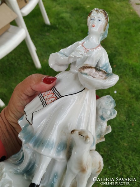Porcelain sculpture, ornament, dog girl for sale!