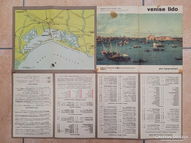 Régi Olaszország, Velence, Lido térkép, prospektus 1970 körúli
