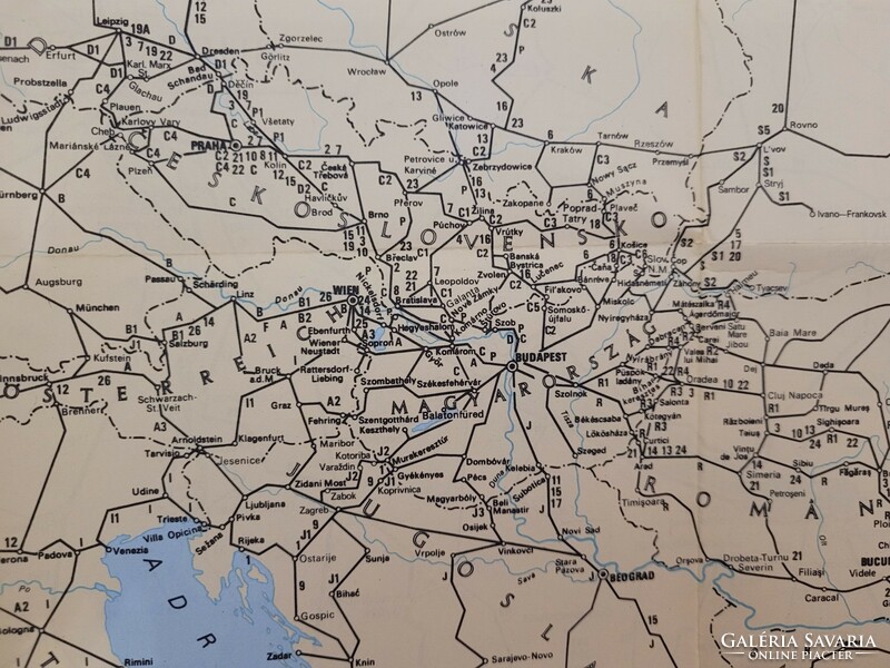 Magyarország vasúti térképe, Nemzetközi összeköttetések hálózata, Budapest, 1977.