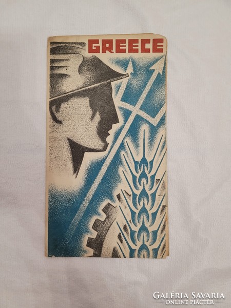 1960-as évek körüli Görögországot bemutató prospektus, egyedi kép, rajz illusztrációkkal