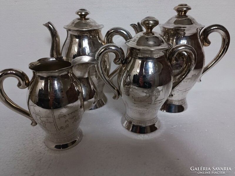 Antik chinoseire  Kína ezüst teás kanna kèszlet 900 ezüst 20-30èvek