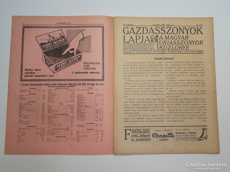 Old newspaper 1925 women's magazine bulletin of Hungarian women