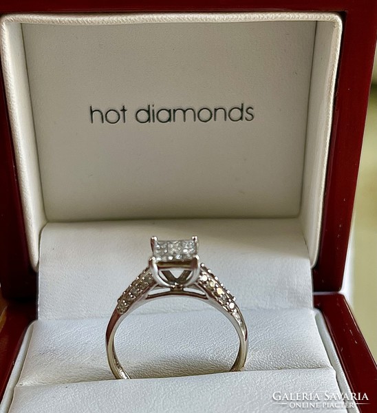 Exkluzív 14k fehér arany -gyémánt Brill gyűrű kb 0,6-0,7 Ct ! Gigantikus luxus
