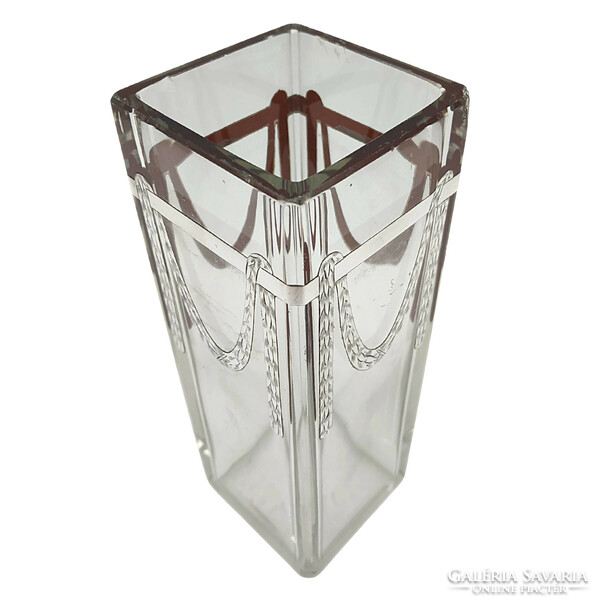Szecessziós váza, ezüst díszítéssel - M01055