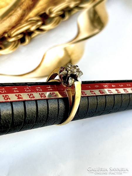 0,15 Ct Gyémánt -Gyűrű 18k arany - platina Modern -brilliáns gyűrű egyedi !