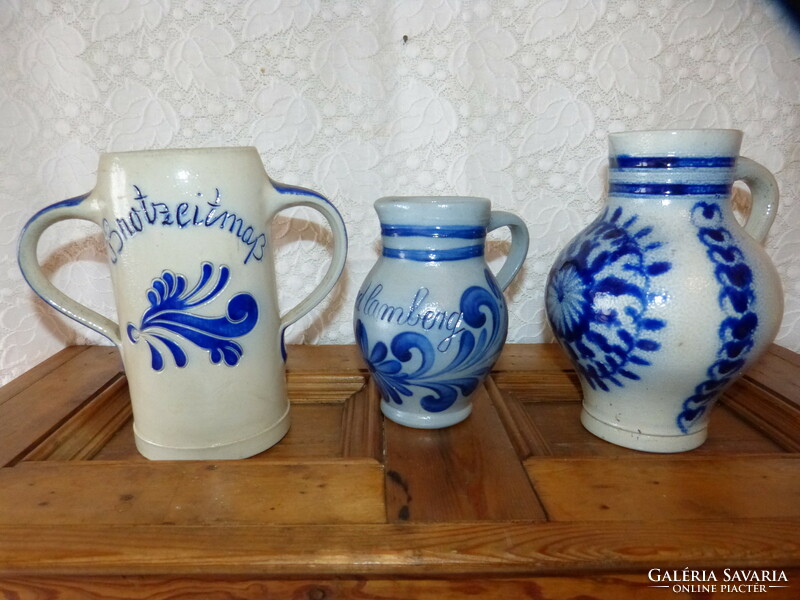 3 German salt-glazed jars